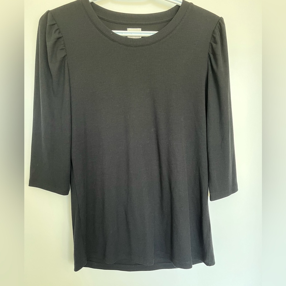 Nic + Zoe Black Ribbed Long Sleeved Shift, Size S, NWT